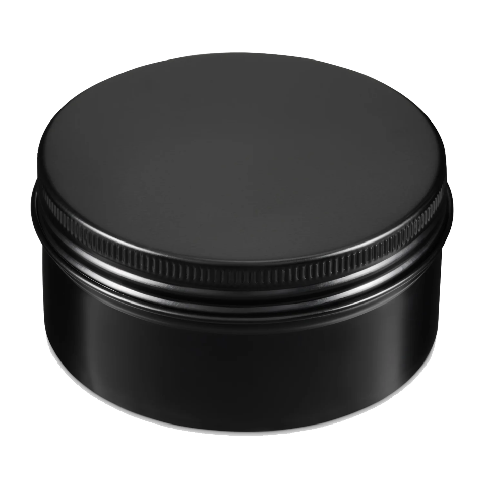 250ml Black Aluminium Round Tin with Screw Lid – 90×45 mm | Premium Storage for Balms & Grooming Essentials